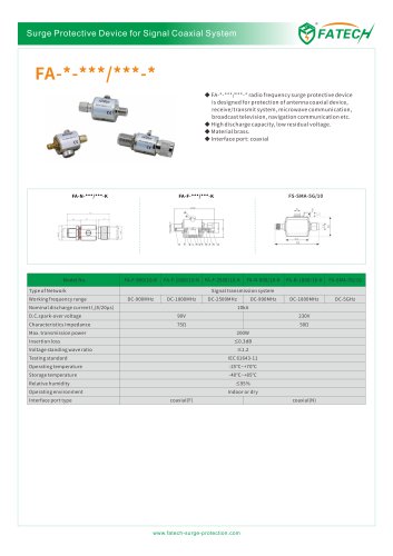 FATECH signal surge arrester FA-F-2500/10-K for for F type RF protection of antenna coaxial device