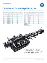 D650 Steam Turbine Experience List - 1