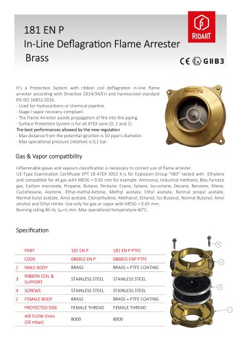 425 ENP IN LINE DEFLAGRATION FLAME ARRESTOR - Ridart srl - PDF Catalogs ...