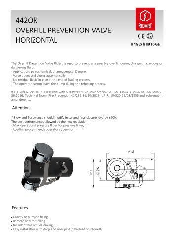 442OR Horizontal Overfill Prevention valve