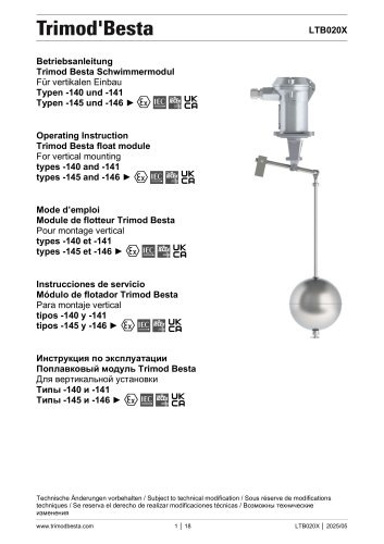 Operating Instructions – types 140,140,145,146