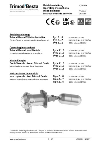 Operating instructions – types Z…5…7…8