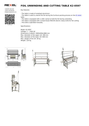 FOIL UNWINDING AND CUTTING TABLE K2-0597
