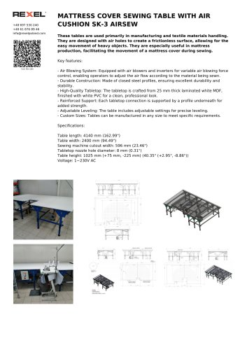 MATTRESS COVER SEWING TABLE WITH AIR CUSHION SK-3 AIRSEW