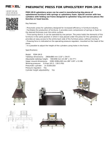 PNEUMATIC PRESS FOR UPHOLSTERY PDM-1M-D