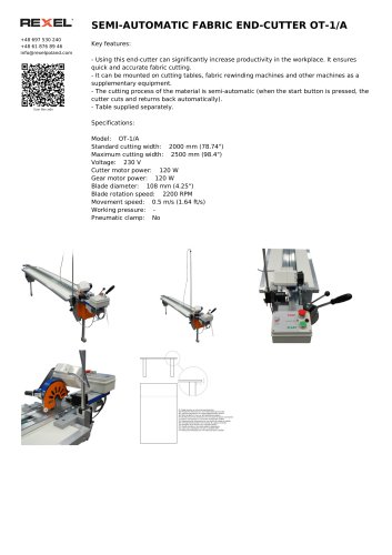 SEMI-AUTOMATIC FABRIC END-CUTTER, TEXTILE CUTTER OT-1/A - OT-2/A