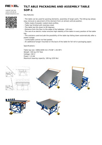 TILT ABLE PACKAGING AND ASSEMBLY TABLE SOP-1