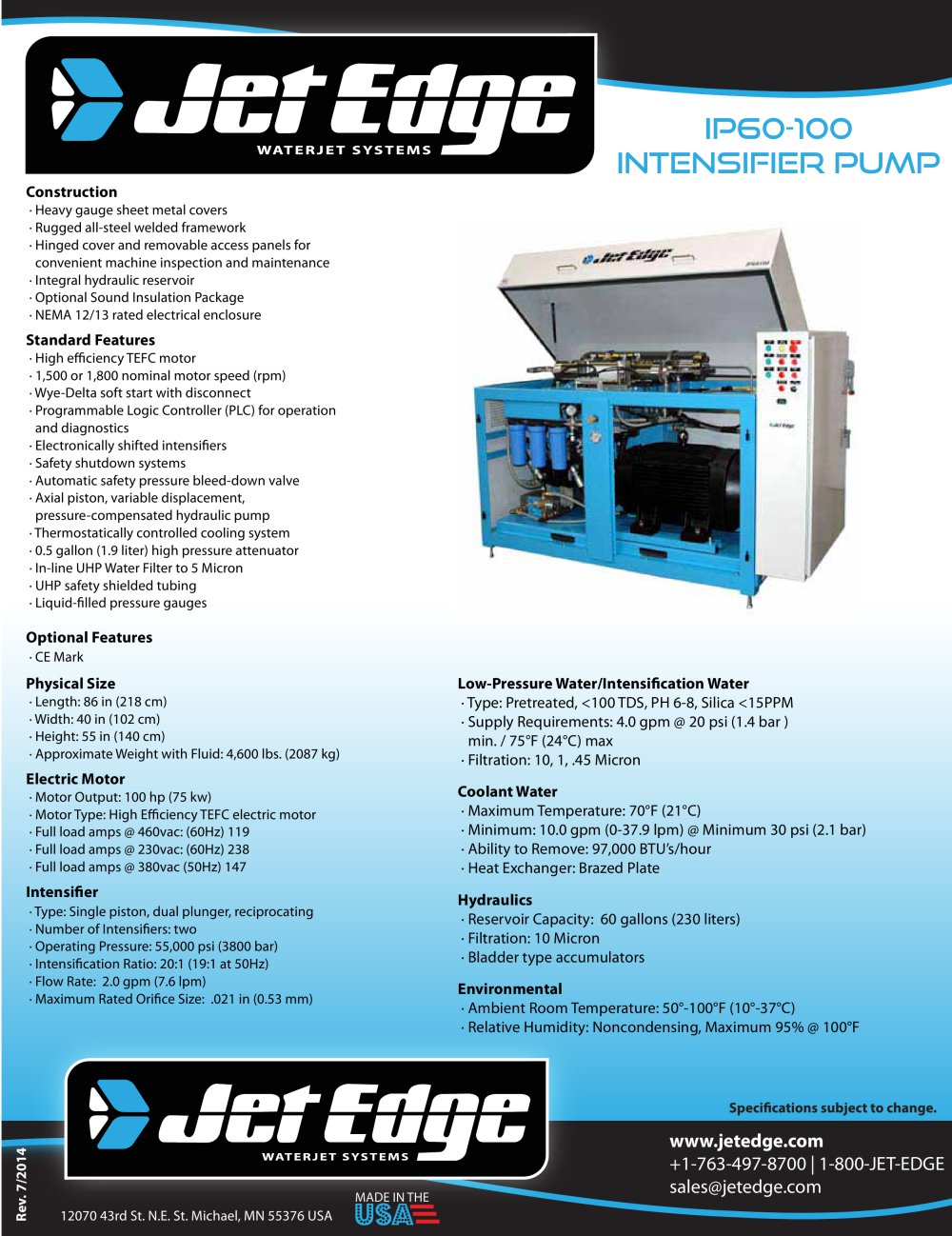 Ip60 100 Waterjet Intensifier Pump Jet Edge Pdf Catalogue Ip60 100 Waterjet Intensifier Pump 1 Pages