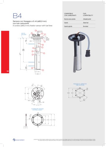 B4 6 screws (ø66,9 mm) fixation sensor with fuel lines