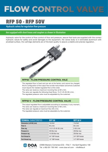 RFP50 - RFP50 V HYDRAULIC VALVES FOR REGULATION FLOW PRESSURE