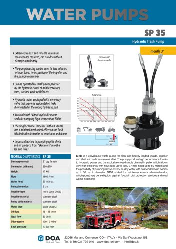 SP35 TRASH WATER PUMP HYDRAULIC - English