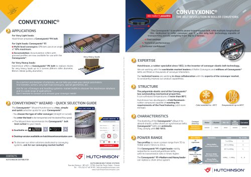 Conveyxonic&reg; (Presentation of the Conveyxonic&reg; product and its technical data)