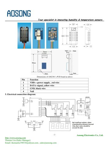Digital humidity and temperature sensor-AM2301 AOSONG