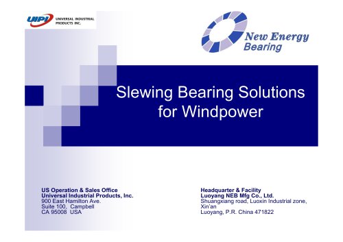 UIPI Yaw & Pitch Slewing Bearing for Wind Turbine application