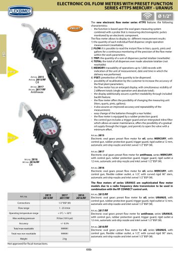 ELECTRONIC OIL FLOW METERS WITH PRESET FUNCTION SERIES 4TTPS MERCURY - URANUS