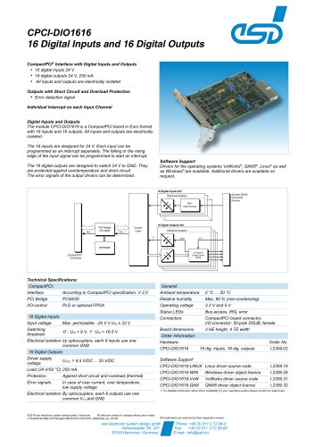 Data Sheet CPCI-DIO1616