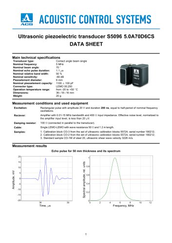 S5096 – angle-beam transducer 5 MHz / 70°