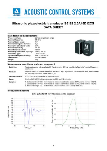 S5182 – angle-beam transducer 2,5 MHz / 45°