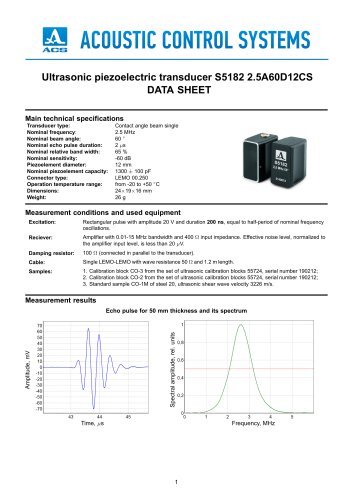 S5182 – angle-beam transducer 2,5 MHz / 60°