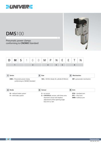 DMS100_Pneumatic power clamps conforming to CNOMO Standard