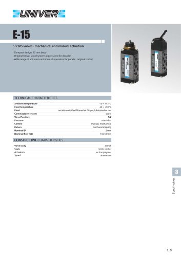 E15_5/2 M5 valves - mechanical and manual actuation