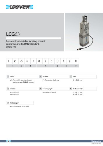 LCG63_Pneumatic retractable locating pin unit conforming to CNOMO standard, single rod