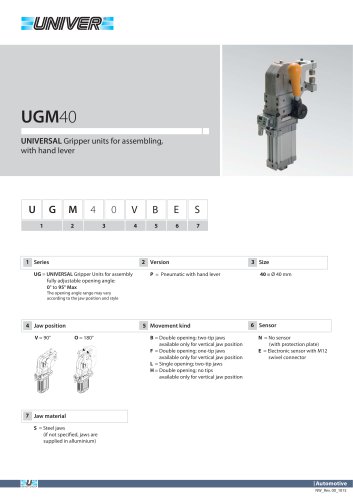 UGM40_UNIVERSAL Gripper units for assembling, with hand lever