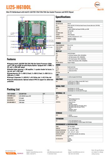 Jetway Information Co., Ltd.のすべてのカタログと技術パンフレット