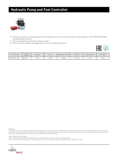 Hydraulic Pump and Foot Controller