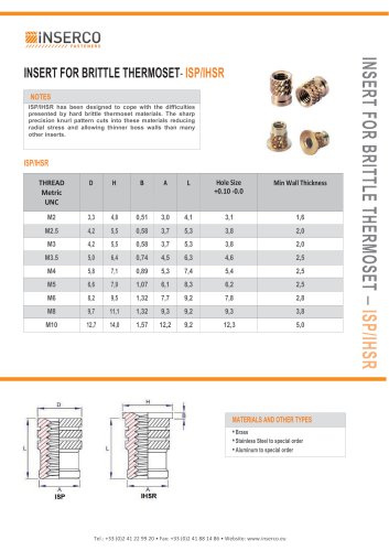 ISP/IHSP Special Inserts for Thermosetting