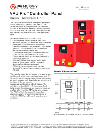 VRU Pro&trade; Controller Panel