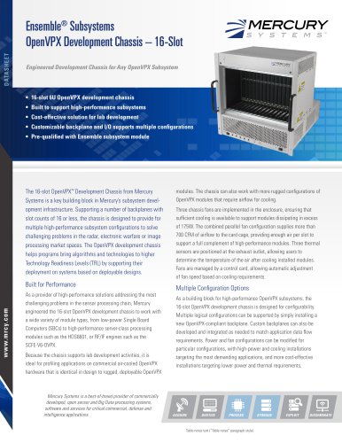 Ensemble Subsystems OpenVPX Development Chassis – 16-Slot