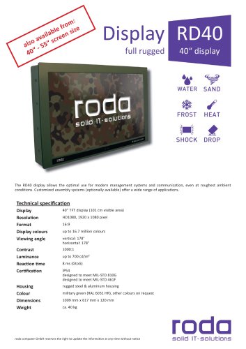 RD40  Ruggedized 40" Display