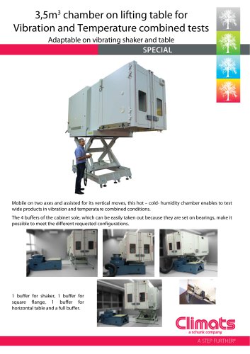 3,5m3 chamber on lifting table for Vibration and Temperature combined tests