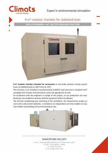 Modular chamber for stabilized testing 9 m3