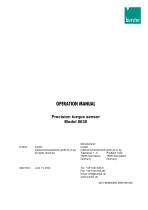 OPERATION MANUAL Precision torque sensor Model 8630-1