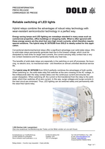 Press release Hybrid relay IK 3070/200