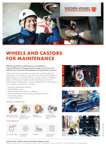 WHEELS AND CASTORS FOR MAINTENANCE