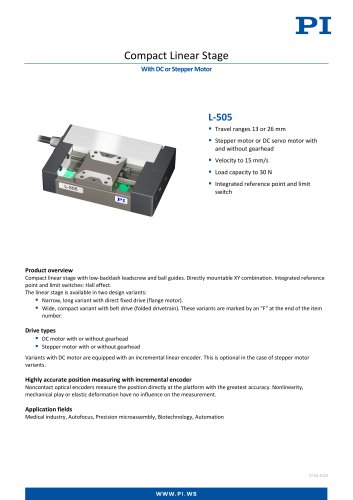 Compact Linear Stage - With DC or Stepper Motor - L-505