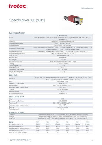 Datasheets SpeedMarker 50