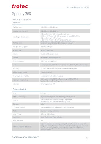 Technical Datasheet Speedy 360