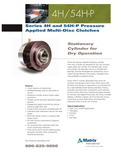 Series 4H and 54H-P Pressure Applied Multi-Disc Clutches