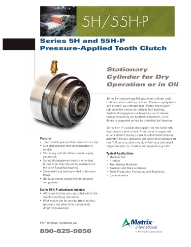 Series 5H and 55H-P Pressure-Applied Tooth Clutch