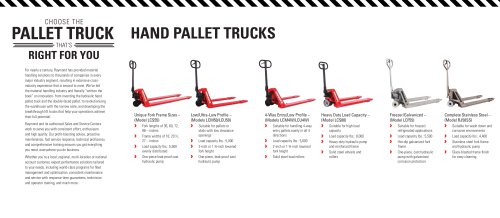 Hand Pallet Trucks - Raymond - Pdf Catalogs Technical Documentation Brochure