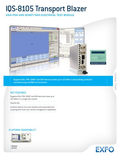 IQS-8105 Transport Blazer DSn/PDH and SONET/SDH Electrical Test Module