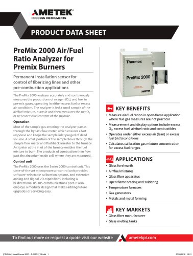 Premix 2000 Air/Fuel Ratio Analyzer for Premix Burners