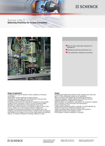 Series UBLD Balancing Machines for Torque Converters