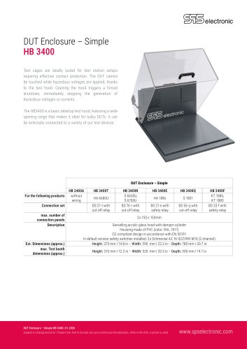 DUT Enclosure &ndash; Simple HB 3400