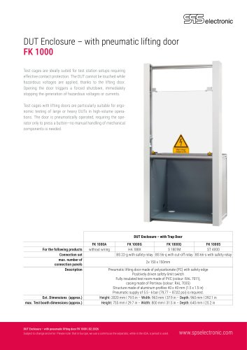 DUT Enclosure &ndash; with pneumatic lifting door FK 1000