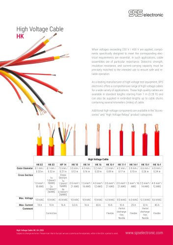 High Voltage Cable HK